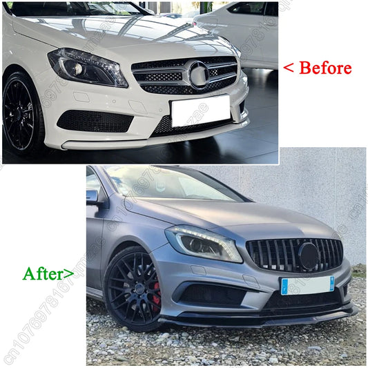 For Mercedes A Class W176 A180 A200 A250 A45 AMG 2012 2013 2014 2015 2016 2017 2018 Carbon Look Car Front Bumpers Lip Spoiler