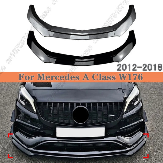 For Mercedes A Class W176 A180 A200 A250 A45 AMG 2012 2013  2014 2015 2016 2017 2018 Carbon Look Car Front Bumpers Lip Spoiler