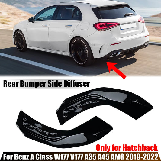 Rear Bumper Lip Splitter Diffuser Lip Spoiler Winglets Side Skirt For Benz A Class W177 V177 A35 A45 AMG Hatchback 2019-2022