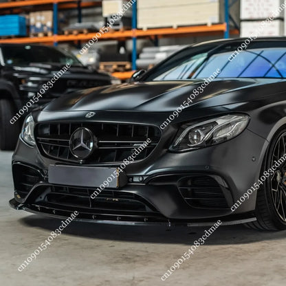 Maxton Style Front Splitter Bumper Lip For V.3 Mercedes-Benz E63 AMG Estate Sedan S213 W213 2017-2021 Gloss Black Car Spoiler